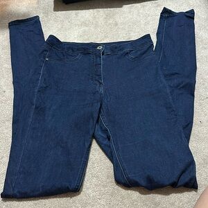 Long Tall Sally size 8 dark wash stretchy skinny jeans, 38 inseam